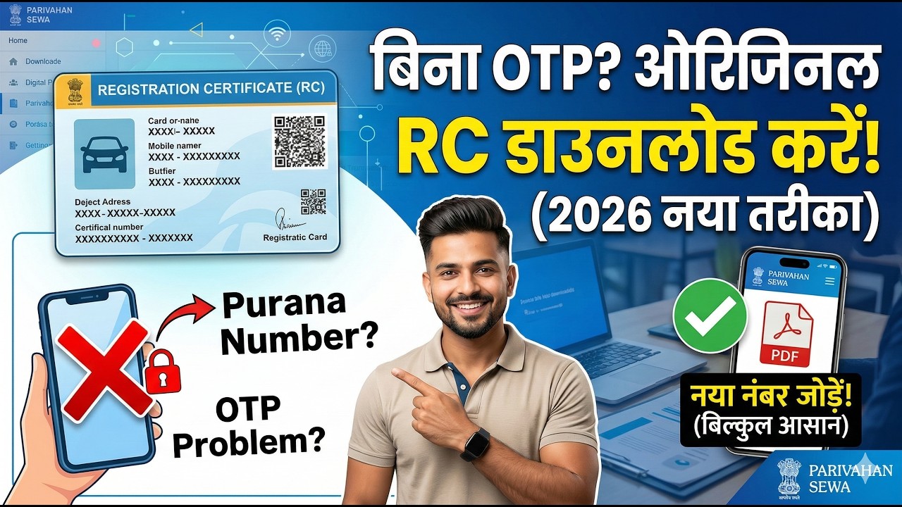 RC Download Online 2026 पुराने मोबाइल नंबर के बिना RC कैसे निकाले Full Process