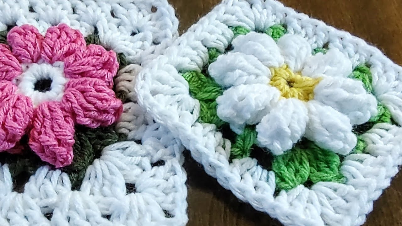 3D Crochet Flower | Daisy Flower Granny Square | Easy Granny Square | Crochet | Craft