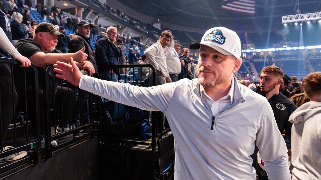 Penn State's Cael Sanderson after the 36-5 whipping of Ohio State to win Big Ten regular season