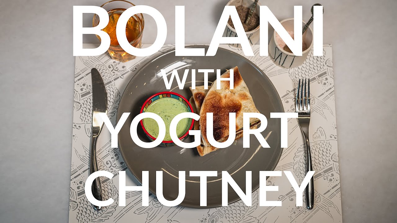 BOLANI AFGHAN FLATBREAD (PARATA) WITH YOGURT CHUTNEY SAUCE | BAKED, NOT FRIED | VEGETARIAN 2020