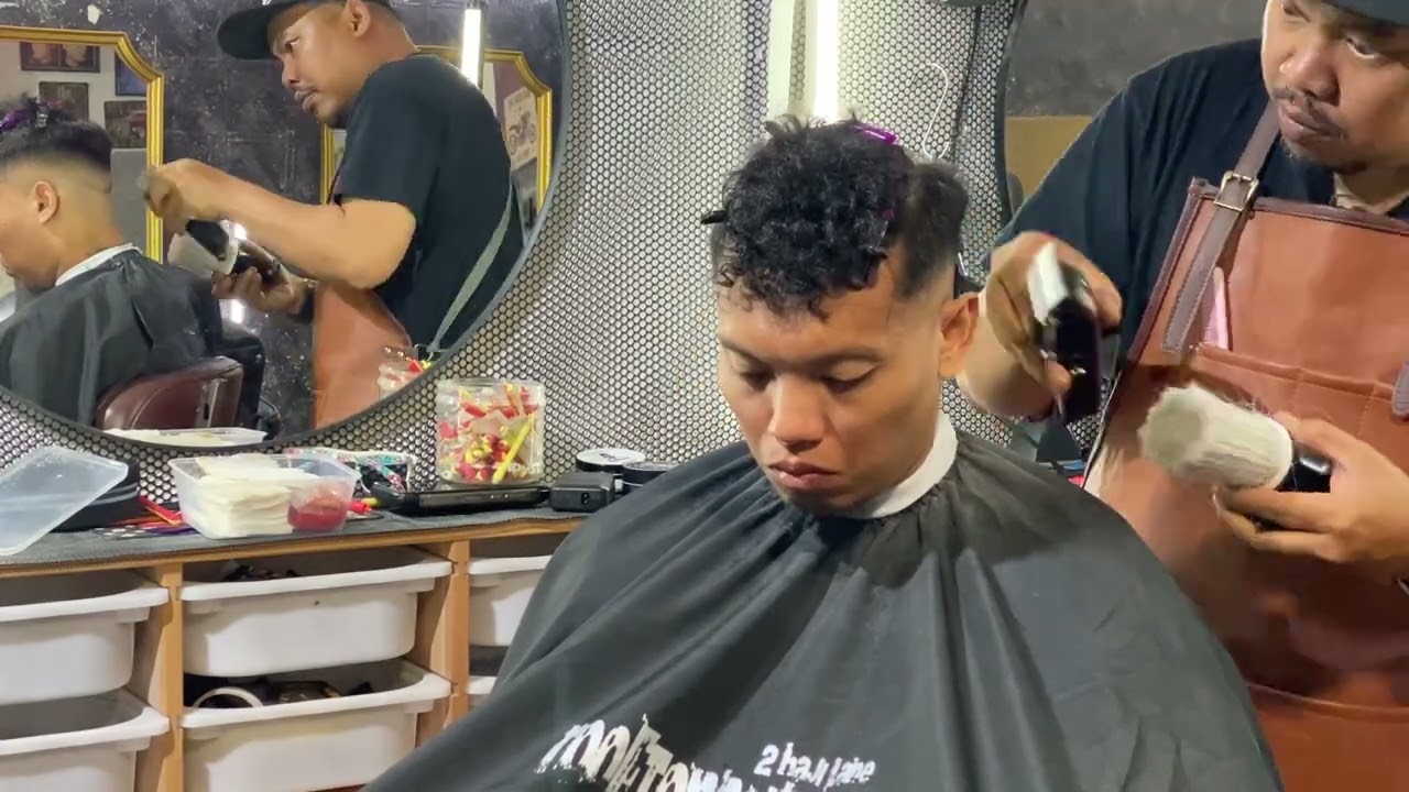 Straight hair Make over to  Curly top mid Blurry Skin Fade
