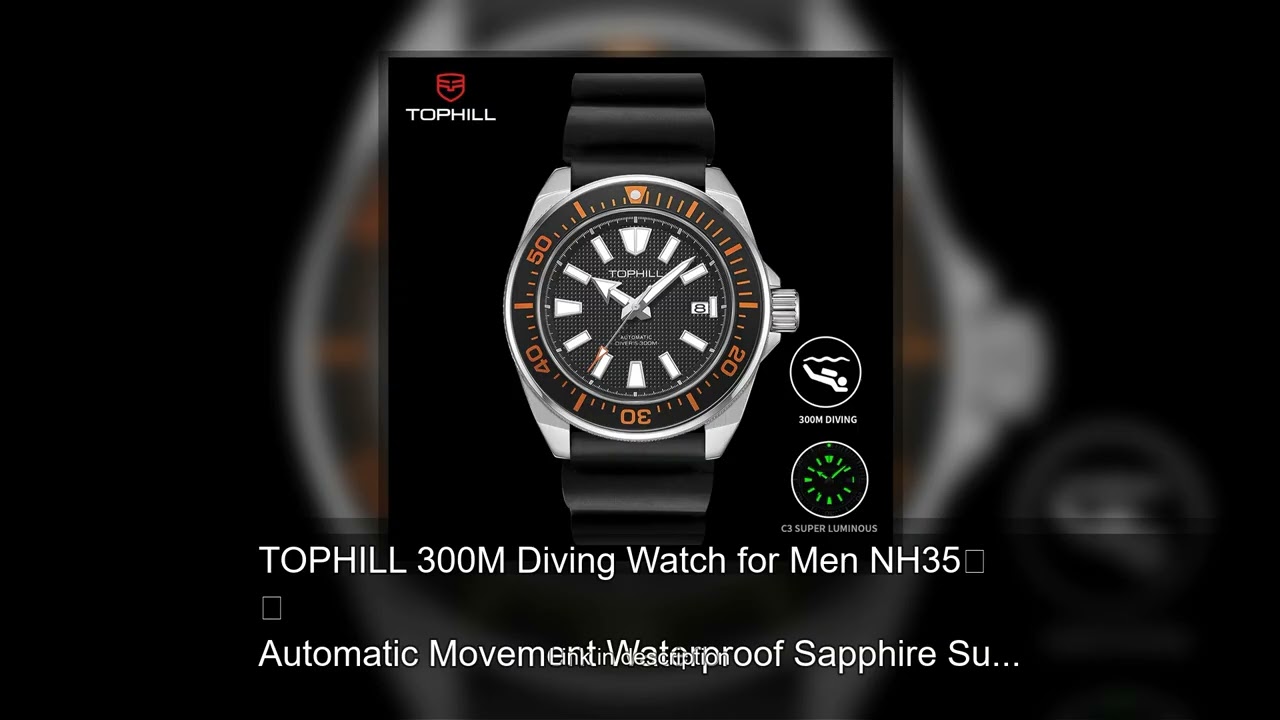 TOPHILL 300M Diving Watch for Men NH35 Automatic Movement Waterproof Sapphire Super Luminous Me