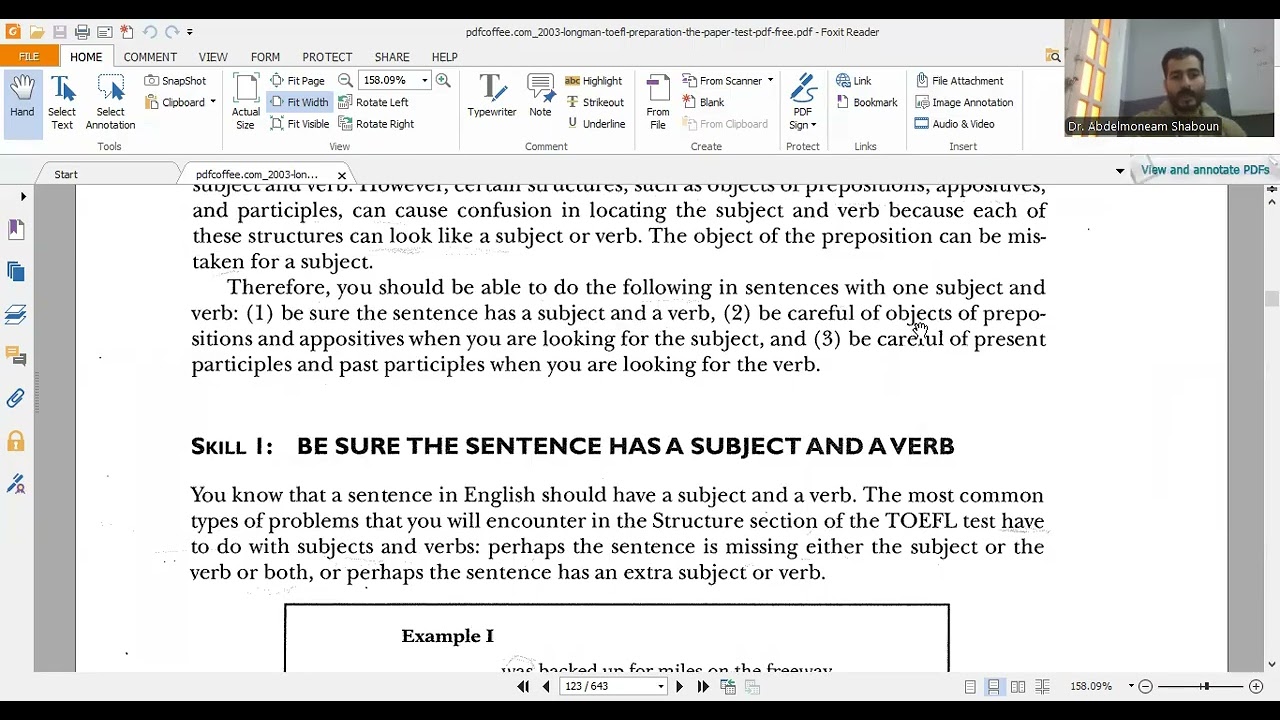TOEFL: Section 2: structure: skills (1-5) اختبار التوفل: الجزء 2: القواعد: المهارات (1-5)