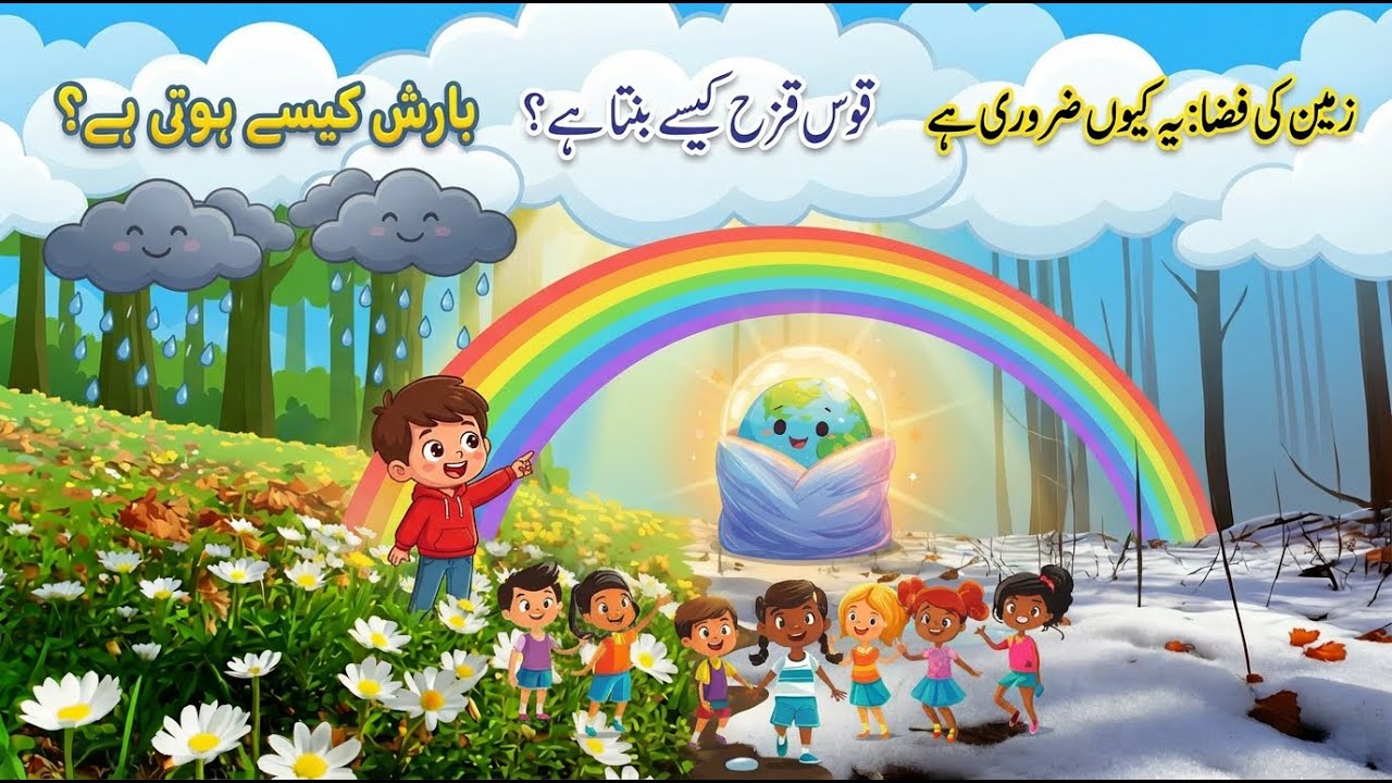 Earth's Atmosphere, Rain, Rainbow | #kidslearning #hindistories #sciencestories #urdustories