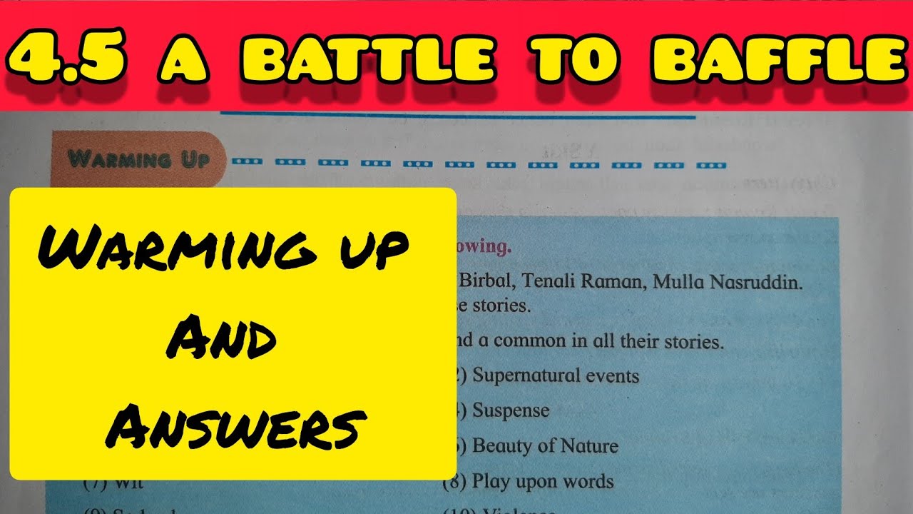 8th Std - English - Chapter 4.5 A Battle to Baffle warming up and English workshop answers - ssc