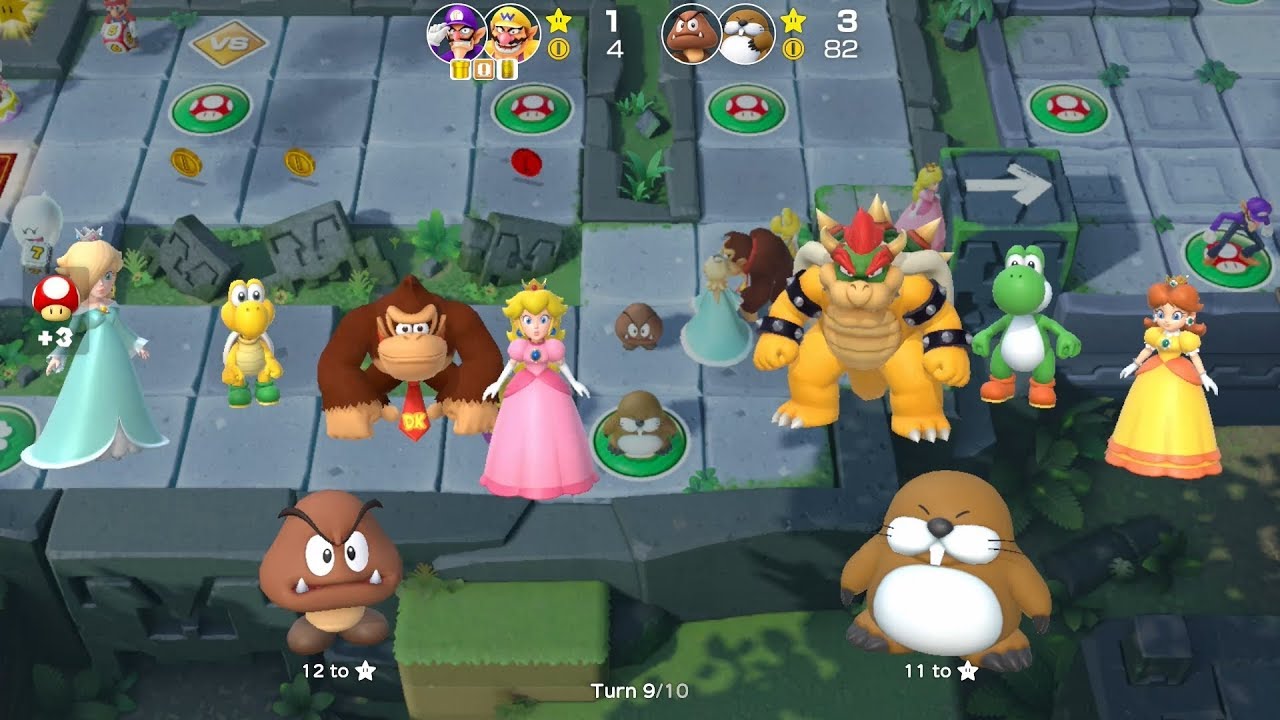 Super Mario Party Partner Party #685 Domino Ruins Goomba & Monty Mole vs Waluigi & Wario