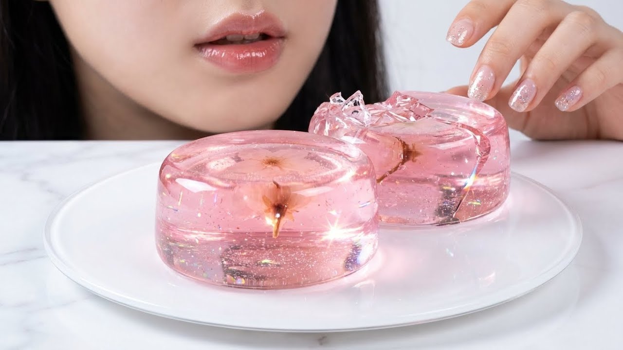 Making Peach Blossom Jelly Cake ...Out of GLASS 🤯🍑