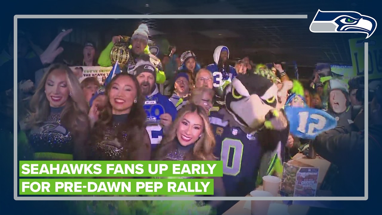 Seahawks fans up bright and early for pre-dawn pep rally