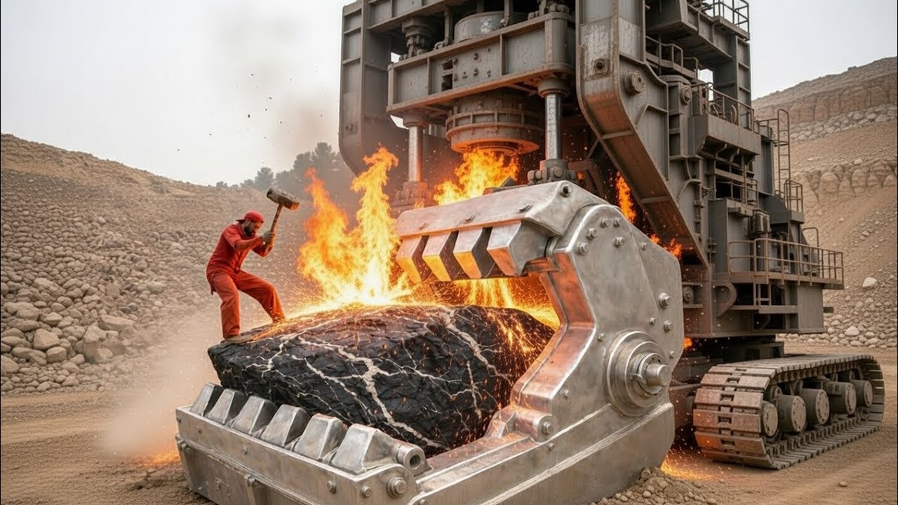 Pathar piste hue 1836 hammerquarry crusher plant machinery#100k #100ksubscribers 