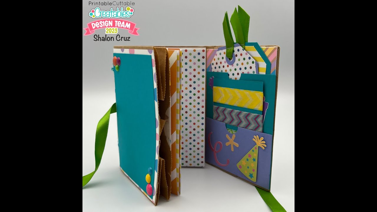 Birthday Paper Bag Mini Album | PrintableCuttableCreatables Design Team Hop 2023