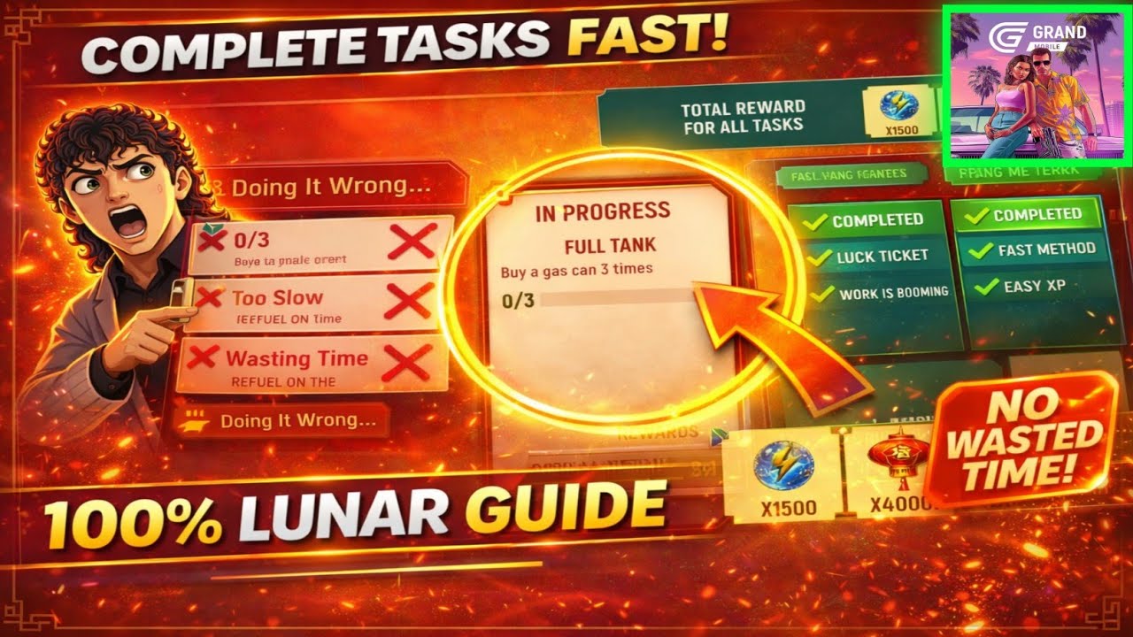 🧧HOW to COMPLETE ALL LUNAR EVENT TASKS FAST! (100% Guide) | Grand Mobile RP Life Simulator