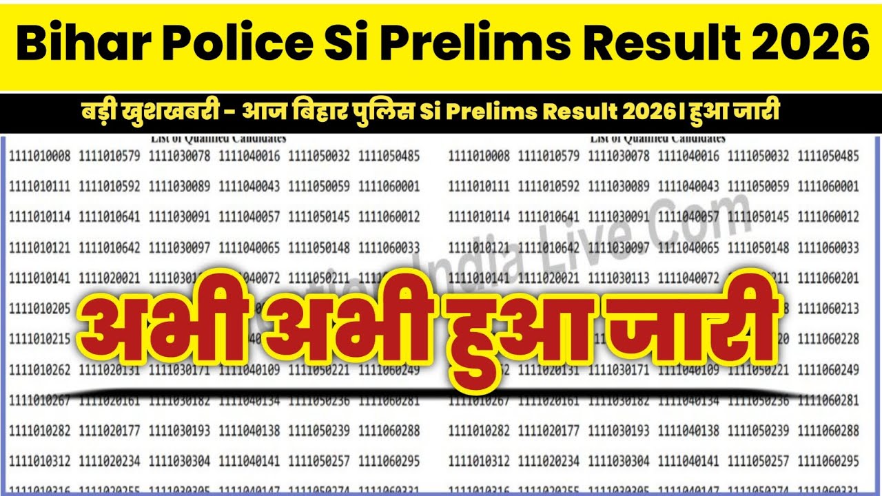 Bihar Police Si Result 2026 OUT!!Bihar Police Si Result 2026 kaise Dekhe! bihar daroga si result out