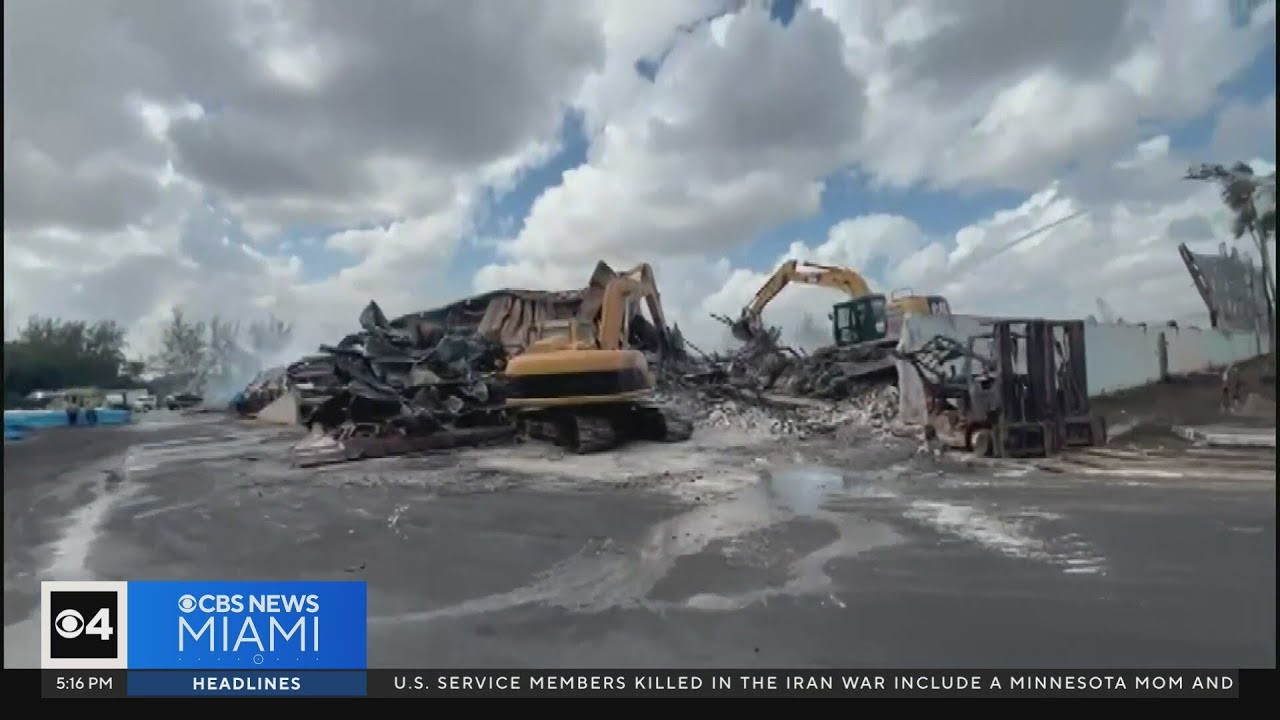 Aftermath of massive Miami warehouse fire: Crews battle hotspots as demolition begins