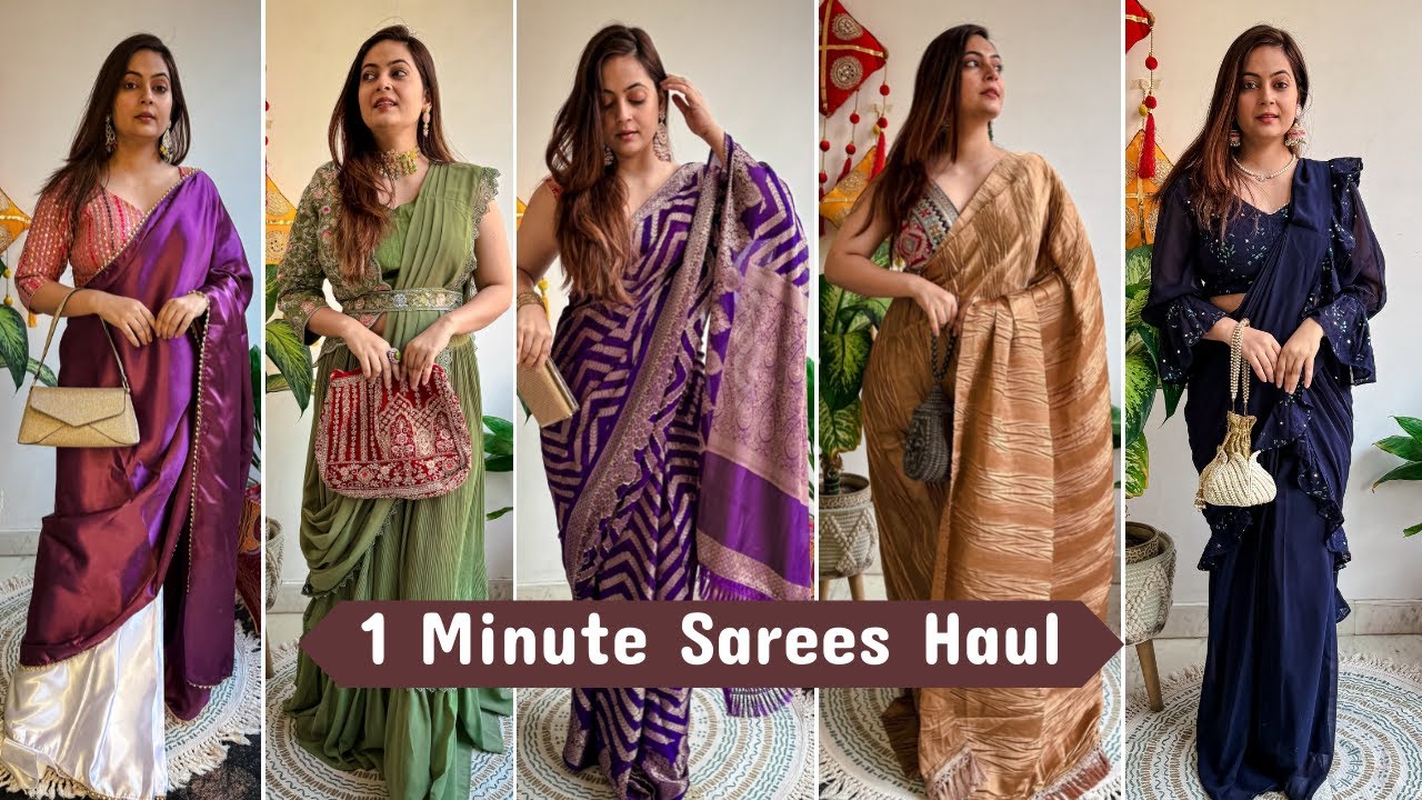 1 Minute Ready to Wear Saree Haul | Party Wear Pre-Draped Saree | Amazon | Mahima Giri