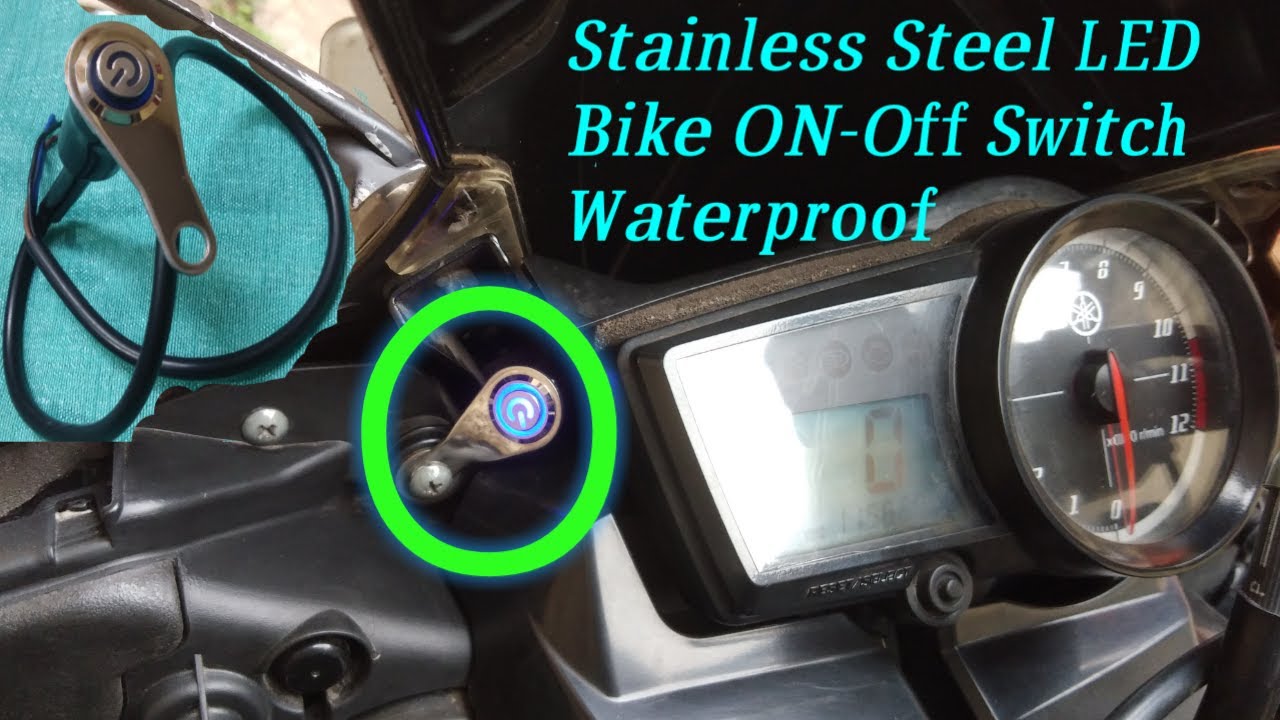 Stainless Steel LED Motorcycle Switch ON-Off Handlebar Adjustable Mount Waterproof