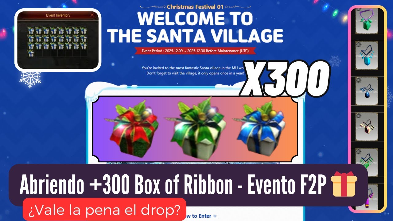 MU Online 2025 | Santa Village 🎅 Abriendo 300 Box of Ribbon 💎 ¿Buena recompensa o decepción?
