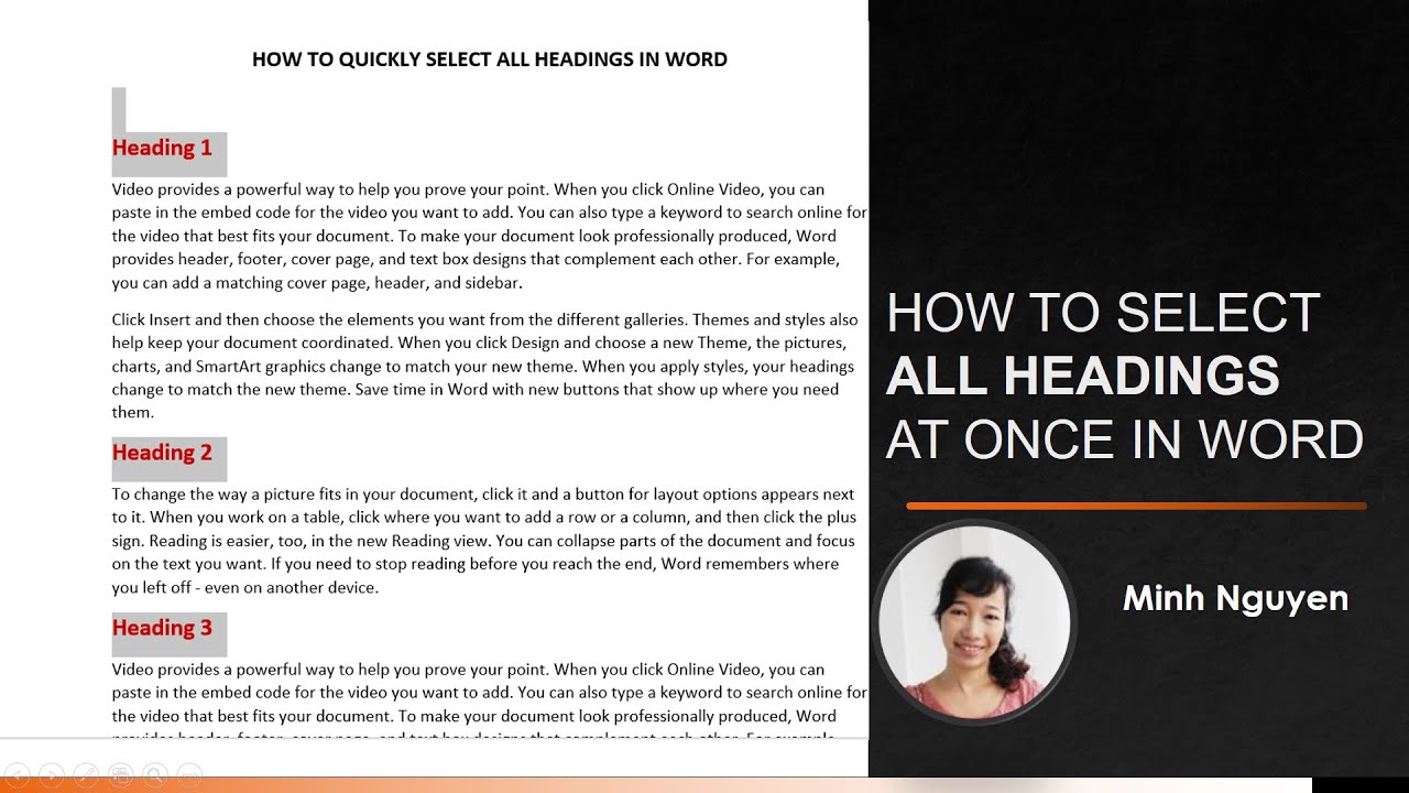 How to select and edit all headings at once in Word