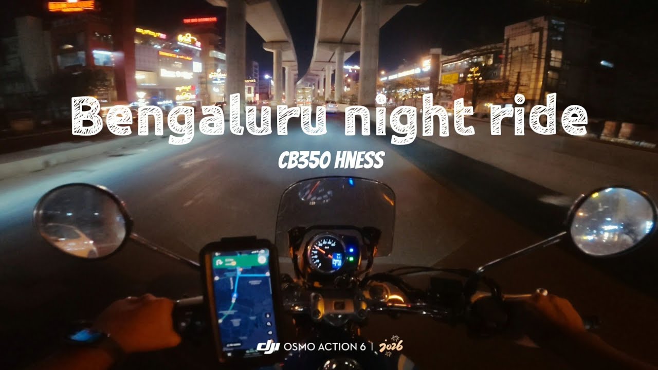 DJI Action 6 | CB350 H’ness Bengaluru night ride | Whitefield-Bellandur football ground