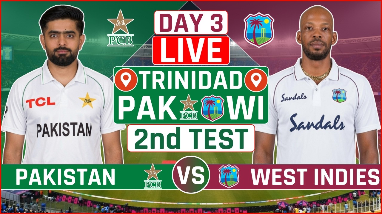 Pakistan vs West Indies 2nd Test Live Score | PAK vs WI 2nd Test Day 3 Live Audio Commentary