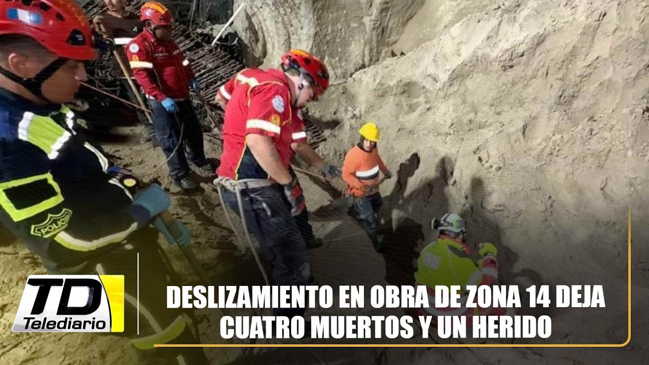 Deslizamiento en obra de zona 14 deja cuatro muertos y un herido