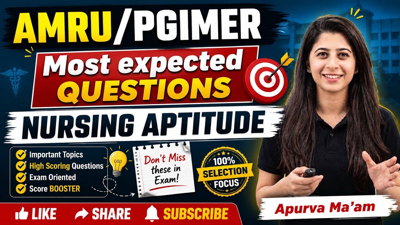 AMRU & PGIMER Nursing Aptitude | Top Most Expected Questions 2026 #pgimer #amru #bscnursing 