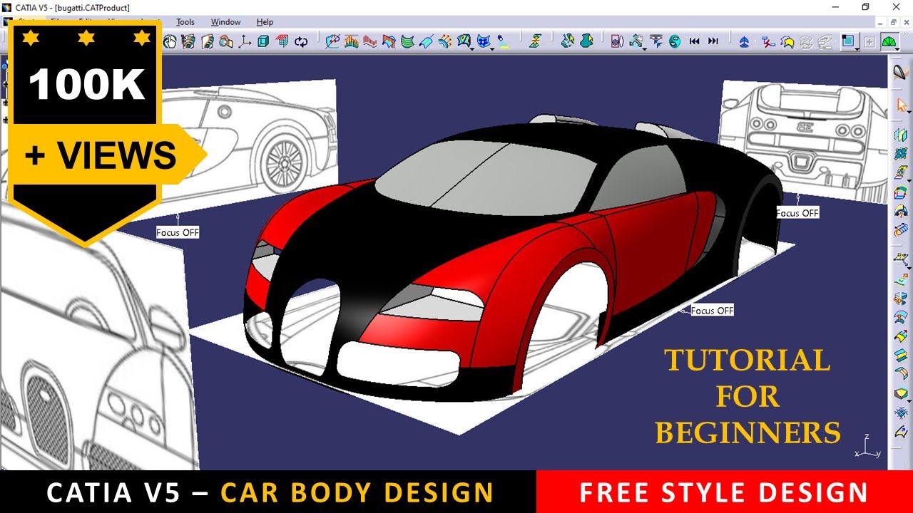 CATIA Car Body Design - 4 steps any car - Concept design