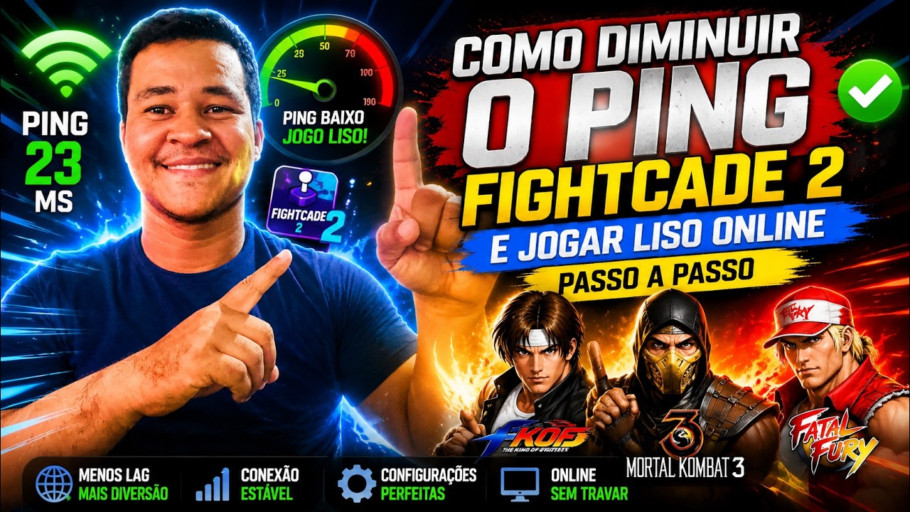 COMO DIMINUIR O PING Fightcade 2 e JOGAR LISO ONLINE (KOF, Mortal Kombat 3,Fatal Fury) passo a passo