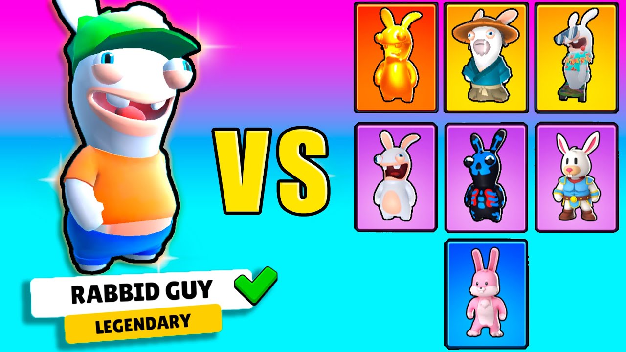 RABBID GUY VS RABBITS 🔥 0.46 RABBIDS Skins 🔥 Stumble Guys 1VS ALL Battle