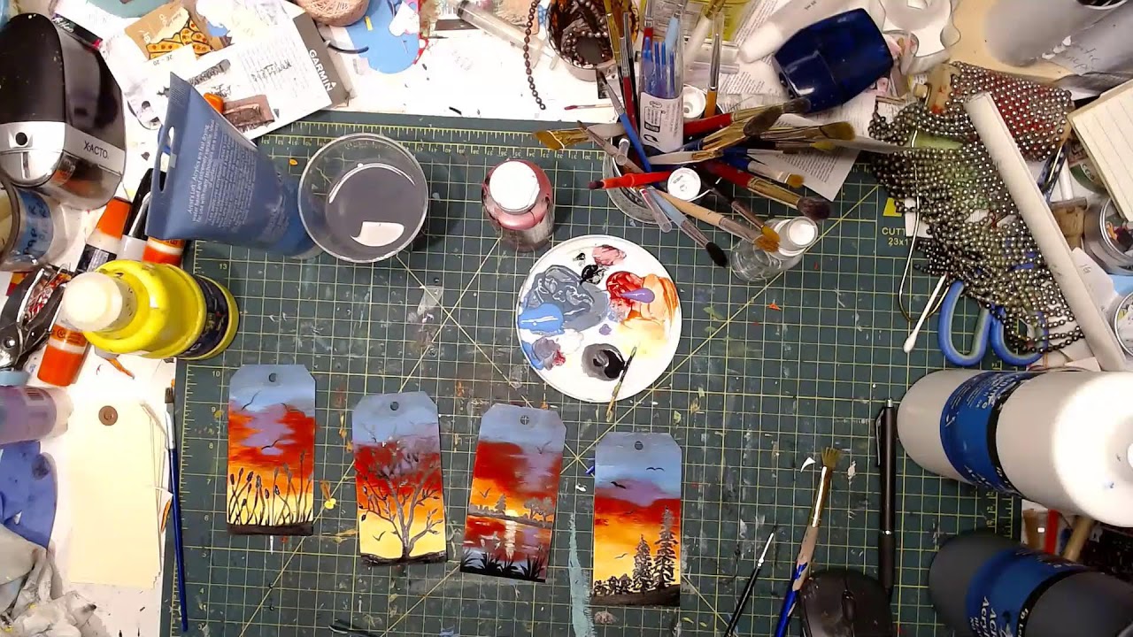 Monday Madness- Let's paint sunsets on tags