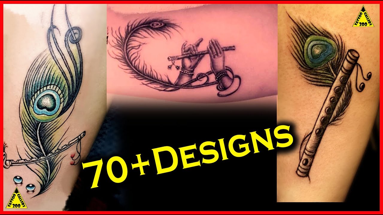 Flute & feather tattoo designs | Flute tattoos | Peacock feather's tattoo | Tattoos idea | Tattoos
