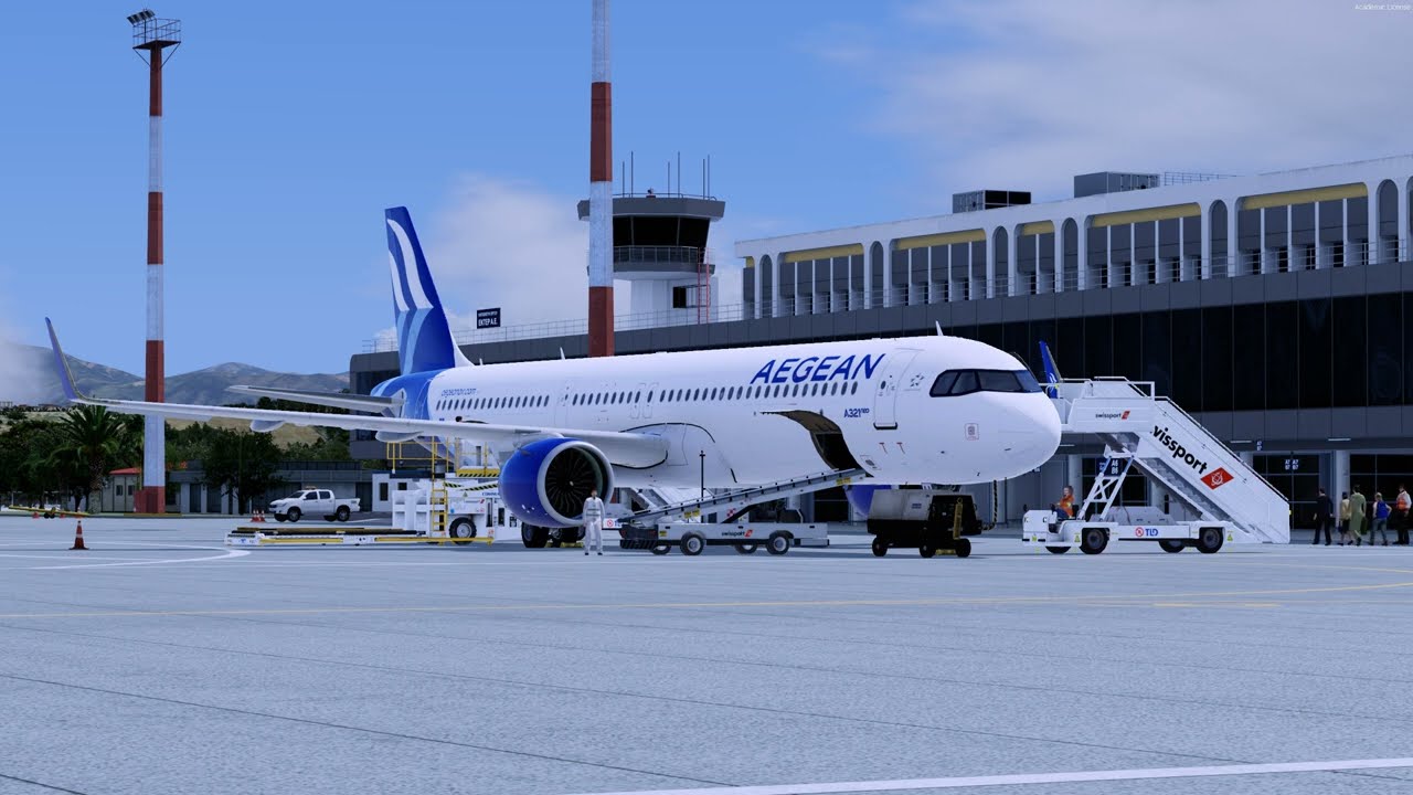 [P3Dv5.4] AEGEAN A321neo flight from Heraklion, Island of Crete to Athens, Greece