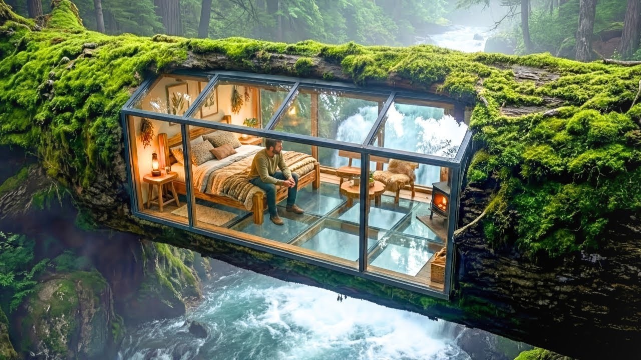 Building A Secret Room Inside A Tree Trunk Over A Waterfall – You Won’t Believe This Hidden Space!