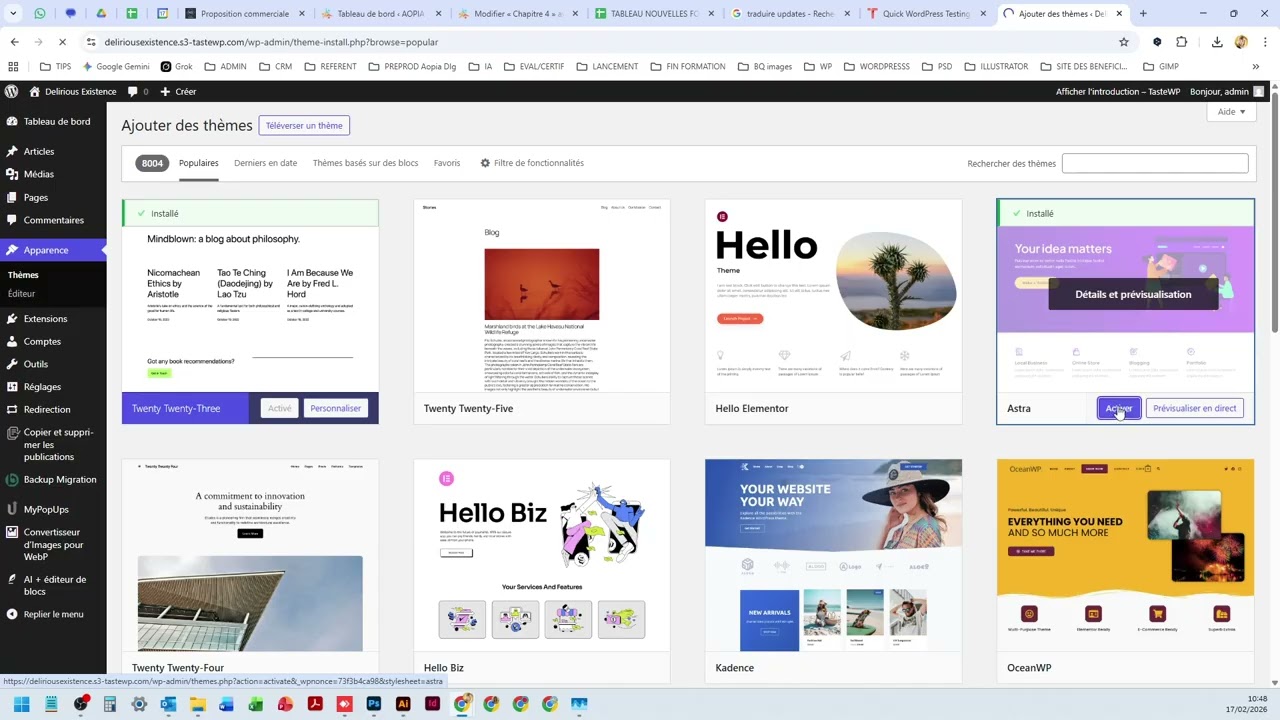 installer le theme Astra