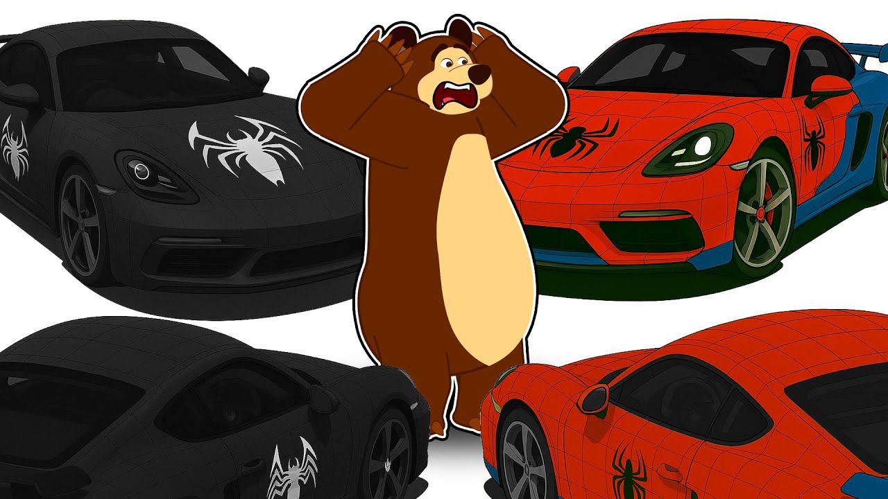 The Bear Repairs Spider Man Car That Fell Into a Pit | Garage Vehicles