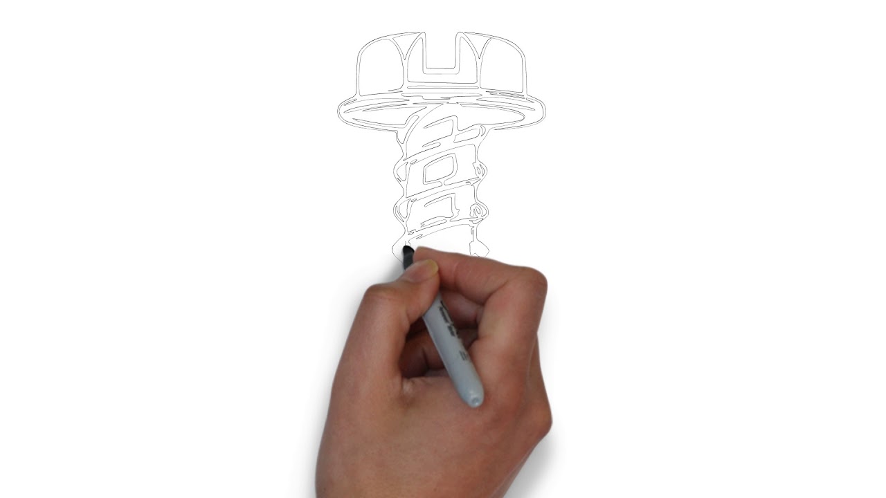 how to draw a mechanical woodscrew step by step - simple drawing