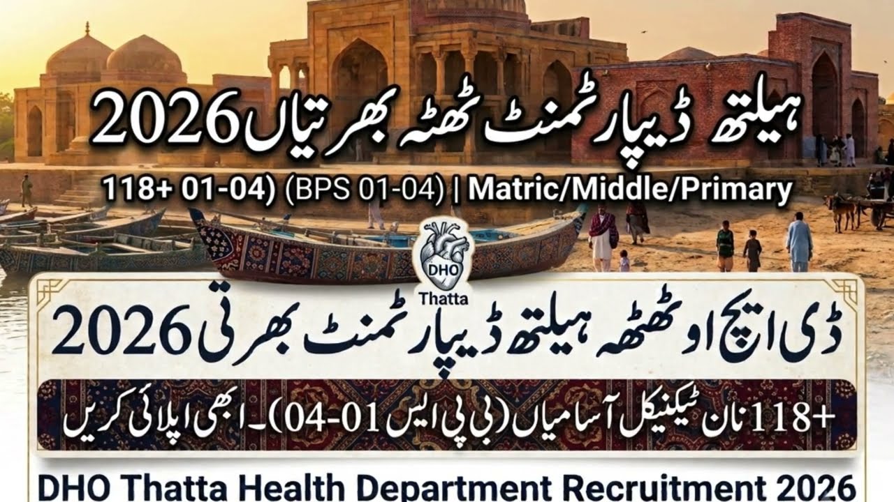 Health Department Thatta Jobs 2026 | 118+ Class 4 Vacancies | Darja Charam Jobs 2026