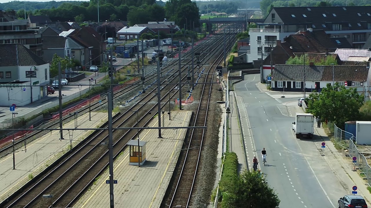 Luchtfilm werken station Aalter-centrum (juli 2019)
