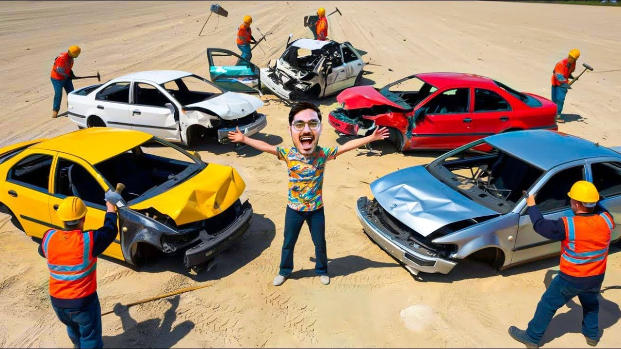 Breaking 4 Cars in 7 Minutes Challenge Break the car and win lakhs of rupees Winner gets ₹100000