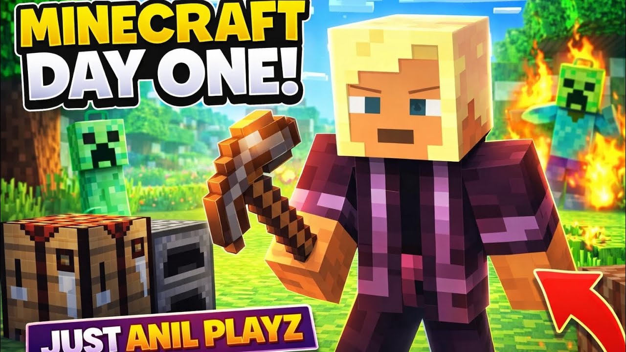 Day 1 in Minecraft | Survival Begins | JUST ANIL PLAYZ