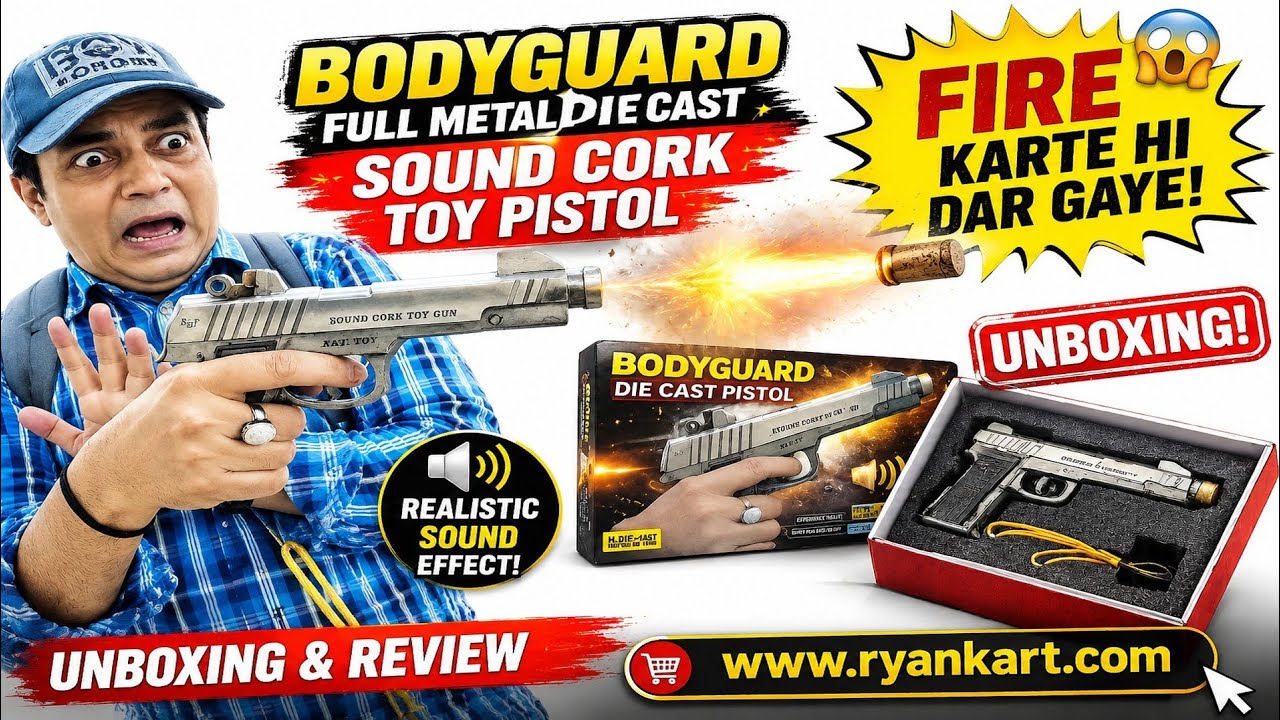 BODYGUARD Full Metal Die Cast Sound Cork Toy Pistol Gun Unboxing & Testing | Realistic Metal Toy Gun