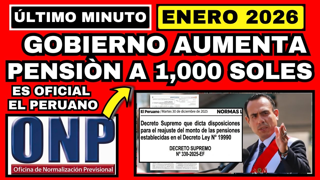 &iexcl;ONP Ley 19990: Gobierno Aumenta Pensi&oacute;n a 1,000 Soles!