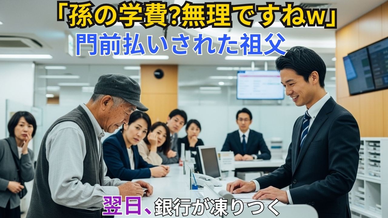 【スカッと】「孫の学費?無理ですねw」門前払いされた祖父。翌日、5000億解約で銀行が震えた。【シニア】