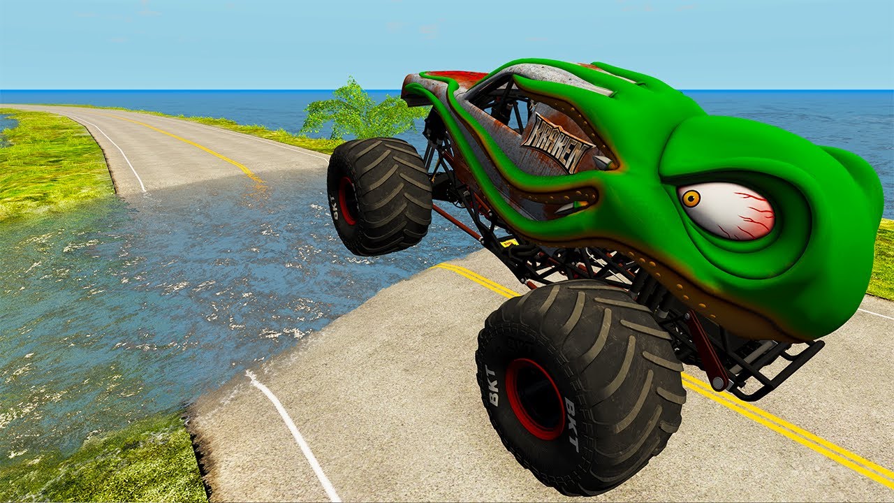 TOP 100 Random Monster Truck Jumps & Destruction #2 - BeamNG.Drive