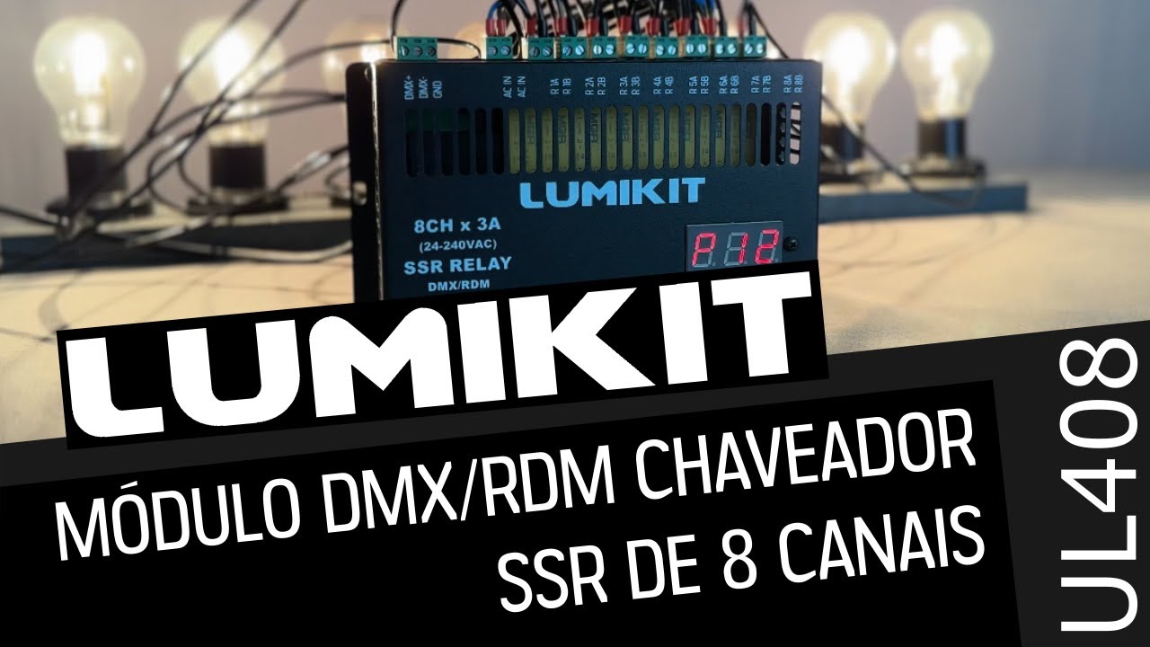 [UL408] Módulo DMX RDM Chaveador SSR 8 canais 
