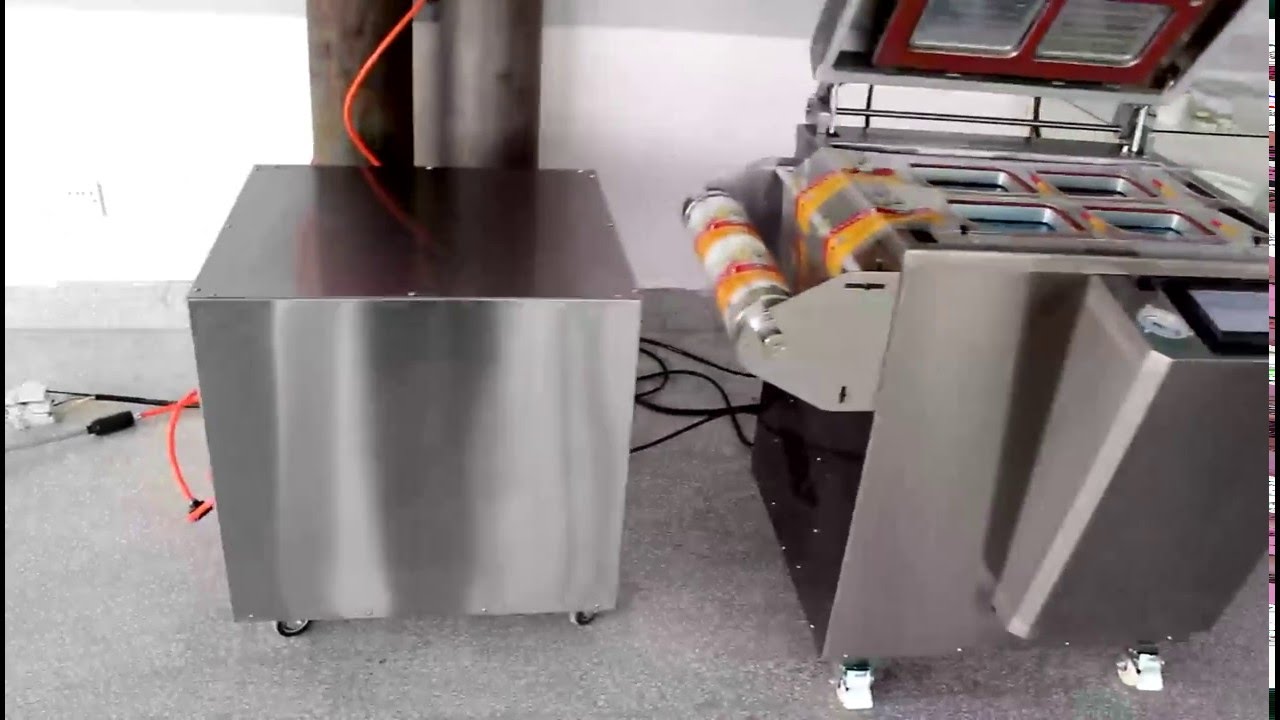 Semi automatic vacuum tray sealing machine with gas nitrogen flushing equipment