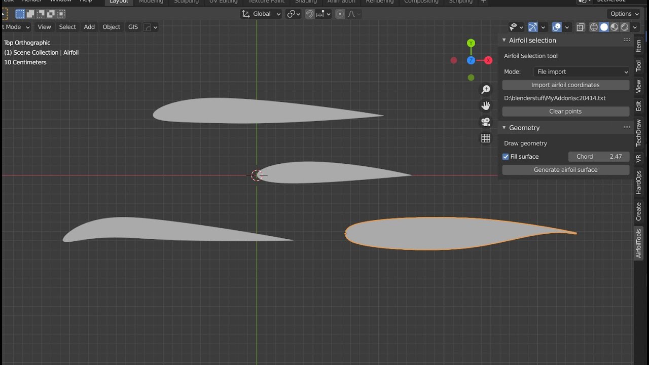 Create accurate aiplane wings in Blender with AirfoilToolsBeta addon: Tutorial