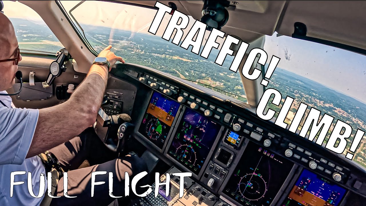 4K | Pilot's View | TCAS RA Climb! | Full Flight Teterboro - Morristown