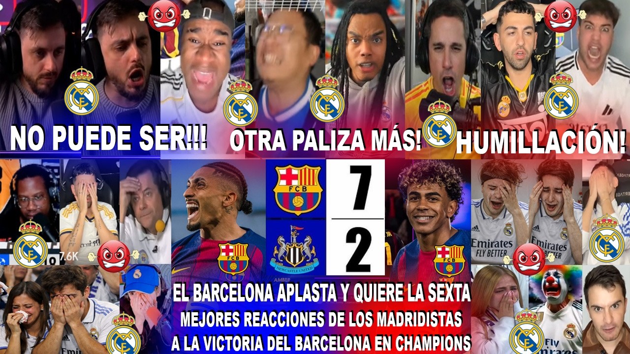 MEJORES REACCIONES DE MADRIDISTAS AL BARCELONA 7-2 NEWCASTLE UNITED CON SHOW DE RAPHINHA Y YAMAL