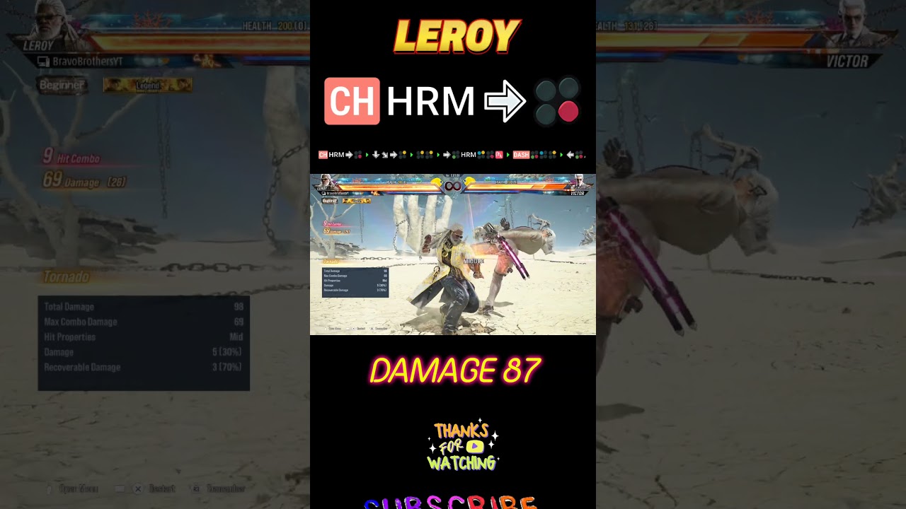 Leroy Combo Guide Tekken8 I Leroy Season2 combo#Leroy#Combo#Tekken8#season2