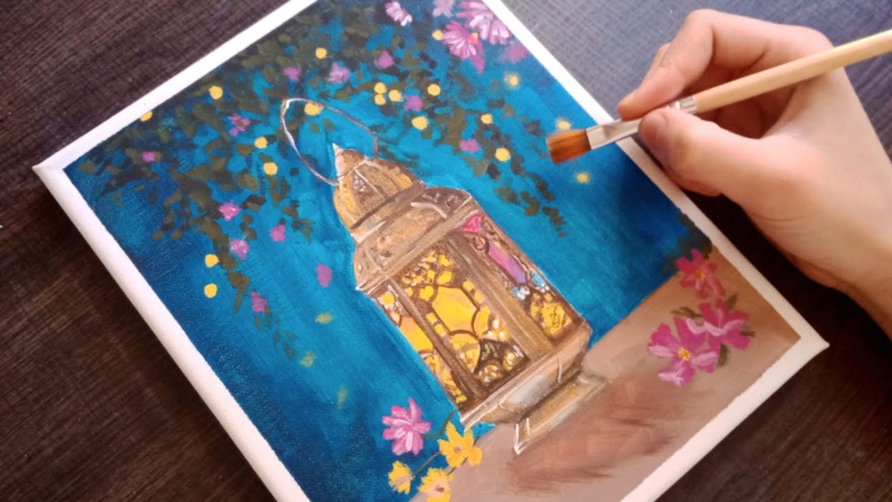 Ramadan Lantern ✨Painting Realistic Light And Shadows / Acrylic Paintings Techniques